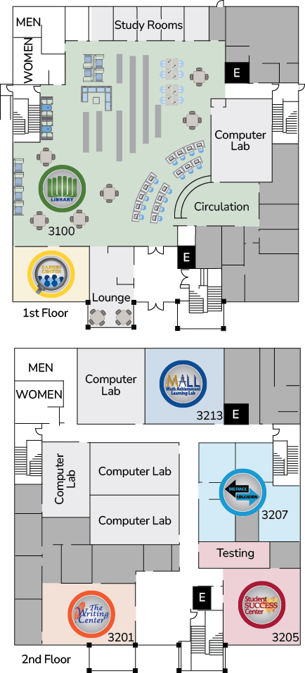 Bedford Hall Learning Commons map